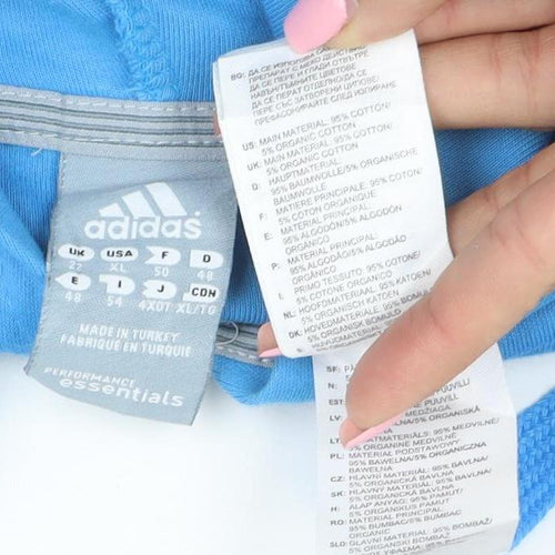 Adidas Women Blue Full Zip Hoodie Jacket Size 14 Cotton Blend