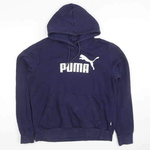 Puma Women's Navy Blue Pullover Hoodie Size M Logo Design