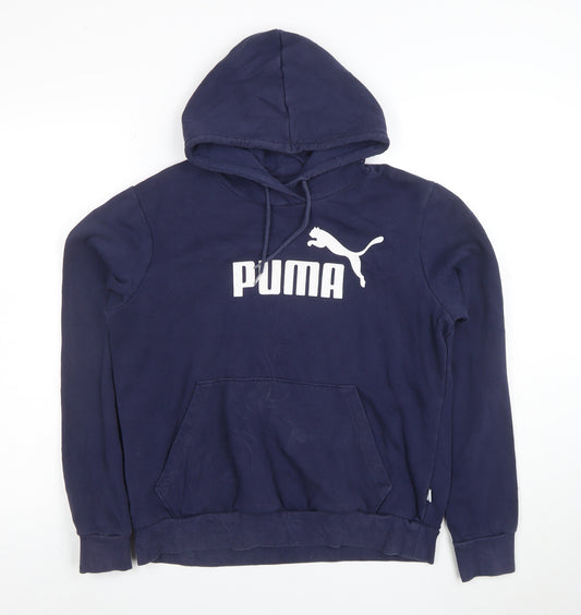 Puma Women's Navy Blue Pullover Hoodie Size M Logo Design