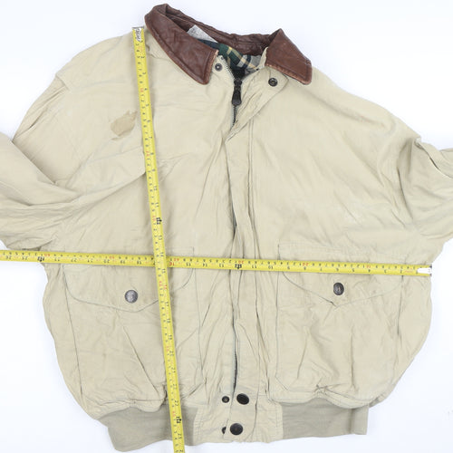 Nautica Men's Beige XL Bomber Jacket with Leather Collar