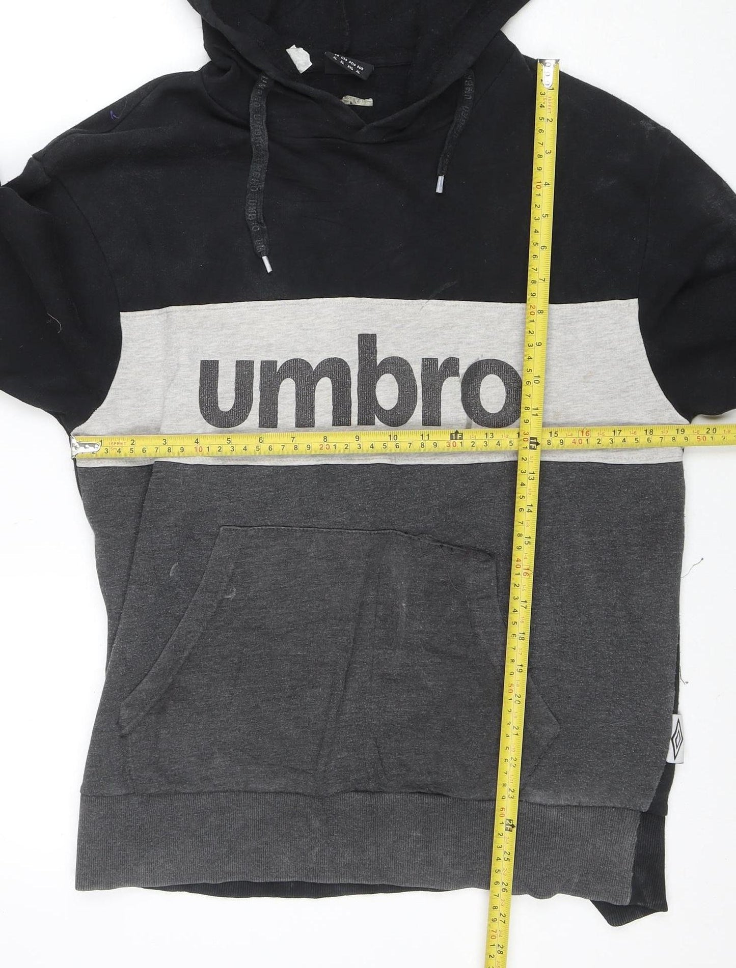 Umbro Men's Black XL Pullover Hoodie with Logo and Kangaroo Pocket