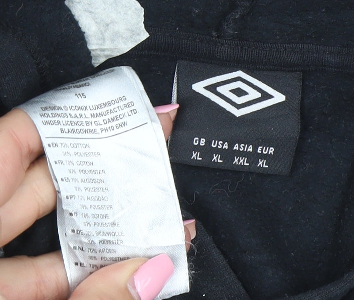 Umbro Men's Black XL Pullover Hoodie with Logo and Kangaroo Pocket