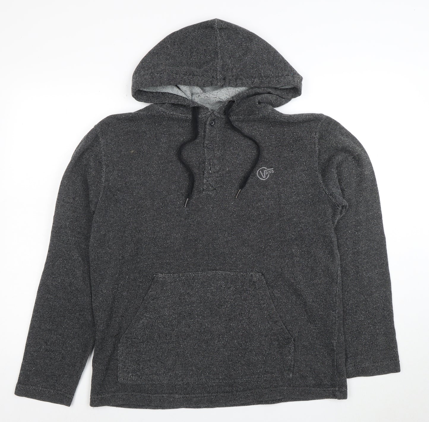 Vans Men’s Grey Henley Hoodie Size S Knit Cotton Blend