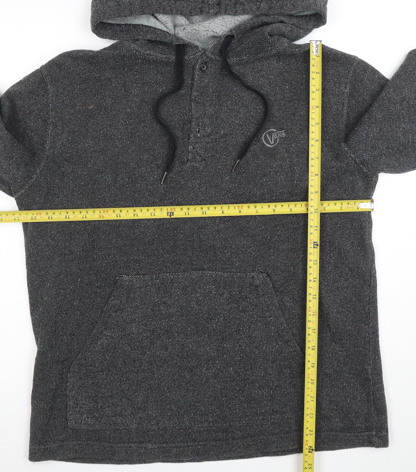 Vans Men’s Grey Henley Hoodie Size S Knit Cotton Blend