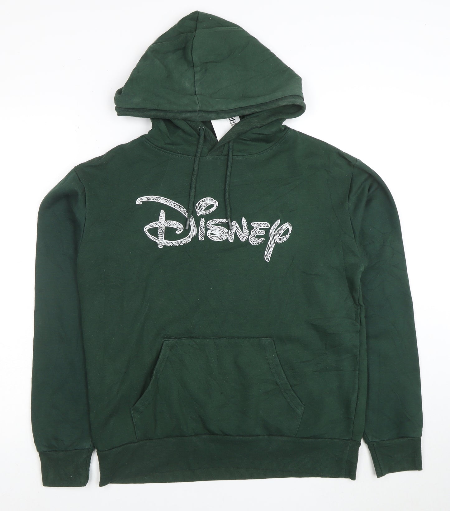Disney Women's Green Pullover Hoodie XS Relaxed Fit Cotton Blend