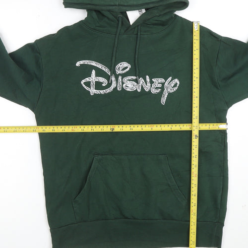 Disney Women's Green Pullover Hoodie XS Relaxed Fit Cotton Blend