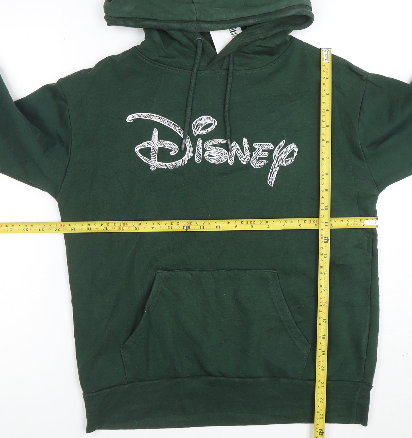 Disney Women's Green Pullover Hoodie XS Relaxed Fit Cotton Blend