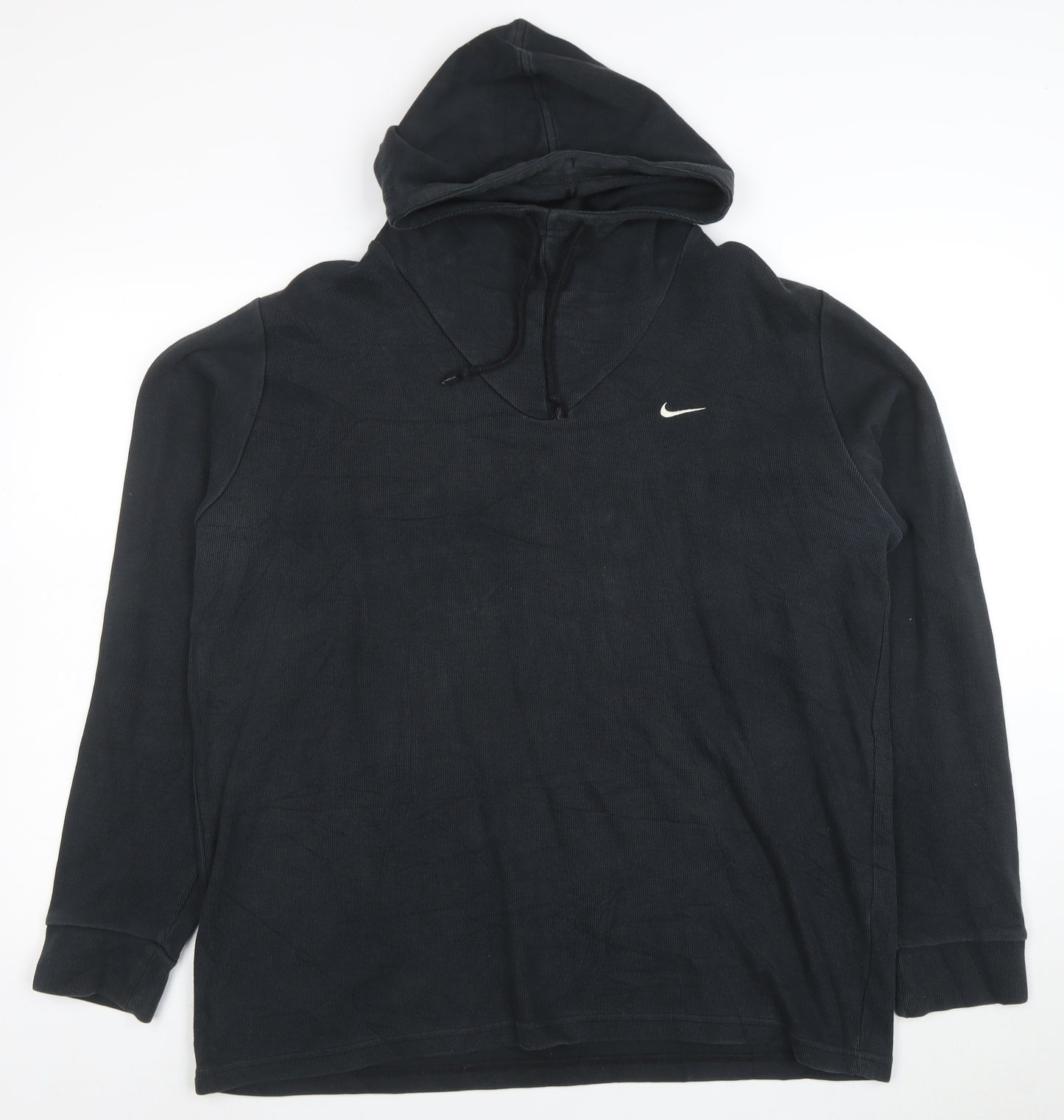 Nike Women's Black Pullover Hoodie Size 16 V-Neck Logo Sweatshirt
