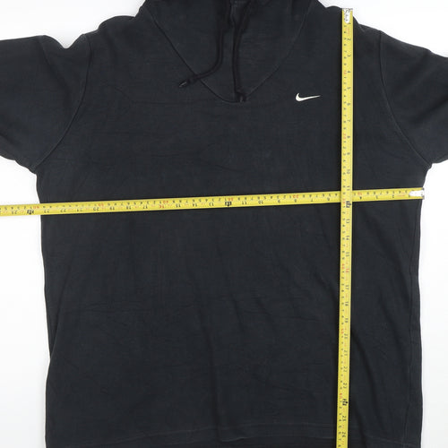 Nike Women's Black Pullover Hoodie Size 16 V-Neck Logo Sweatshirt