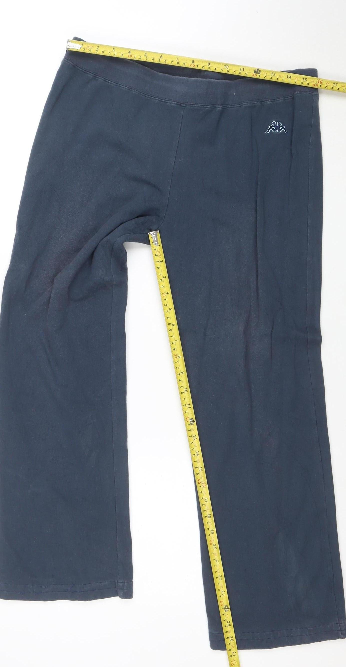 Kappa Men’s Blue Track Pants L Regular Fit Cotton Elastane Sportswear