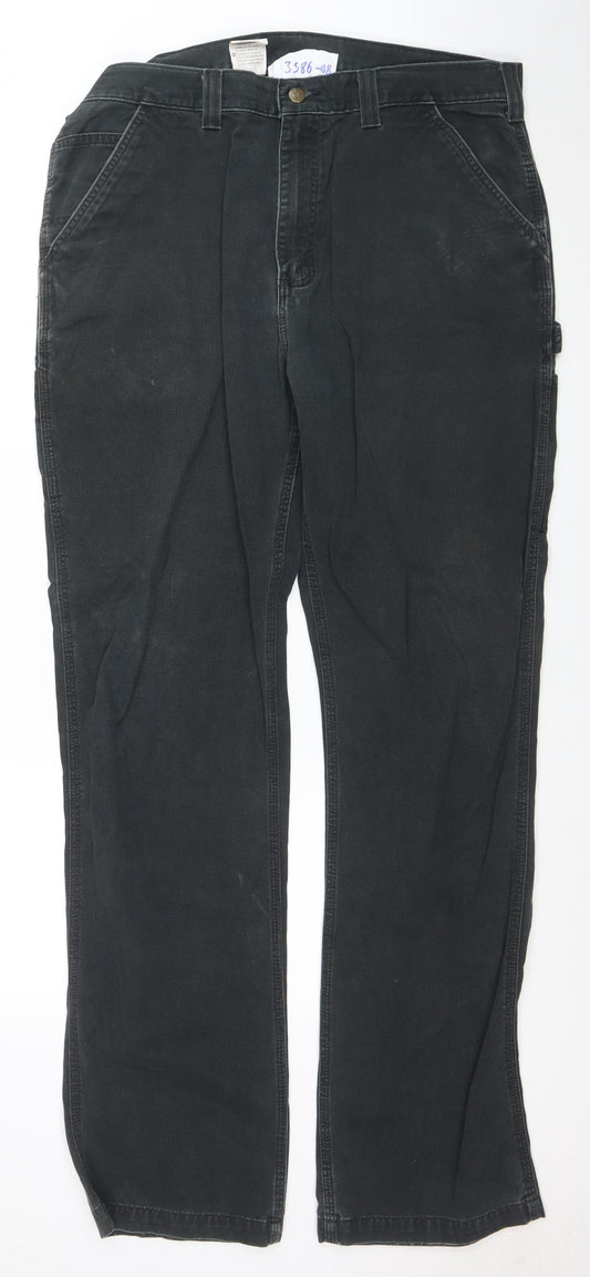 Carhartt Men's Black 38x36 Relaxed Fit Carpenter Work Trousers