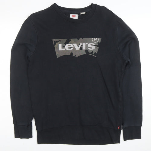 Levi's Men's Black Crew Neck Logo Sweatshirt Size S Regular Fit