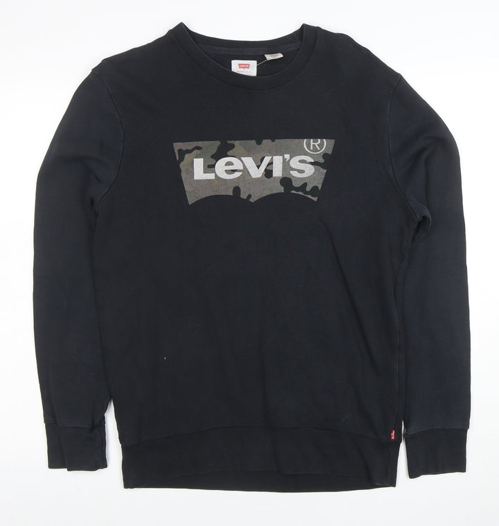 Levi's Men's Black Crew Neck Logo Sweatshirt Size S Regular Fit