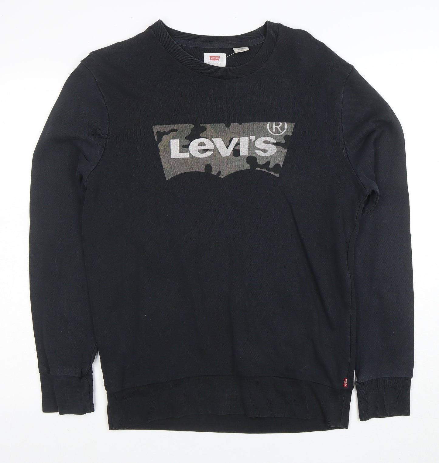 Levi's Men's Black Crew Neck Logo Sweatshirt Size S Regular Fit
