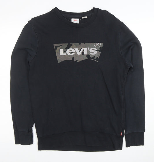 Levi's Men's Black Crew Neck Logo Sweatshirt Size S Regular Fit