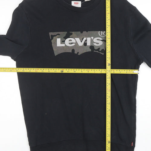 Levi's Men's Black Crew Neck Logo Sweatshirt Size S Regular Fit