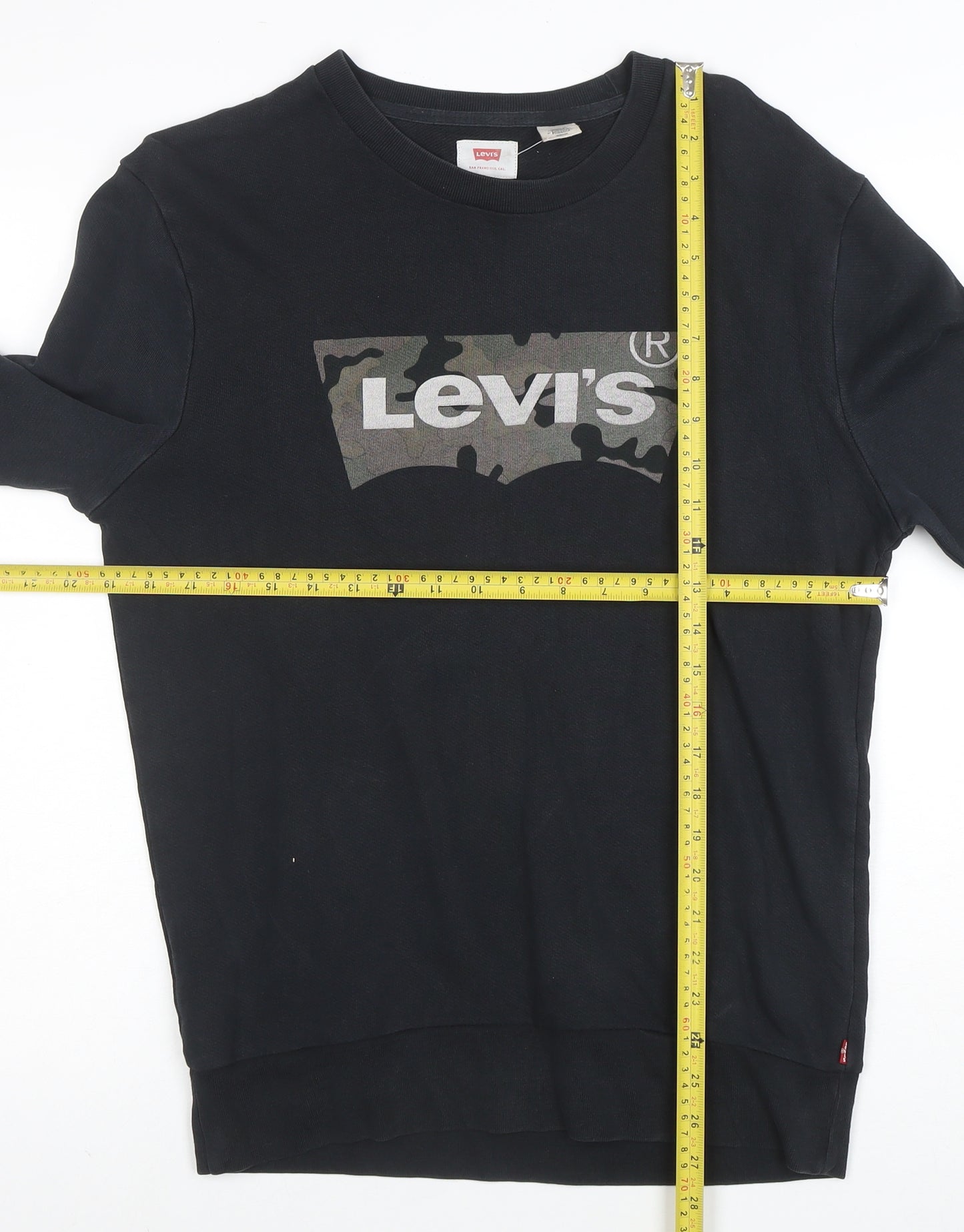 Levi's Men's Black Crew Neck Logo Sweatshirt Size S Regular Fit