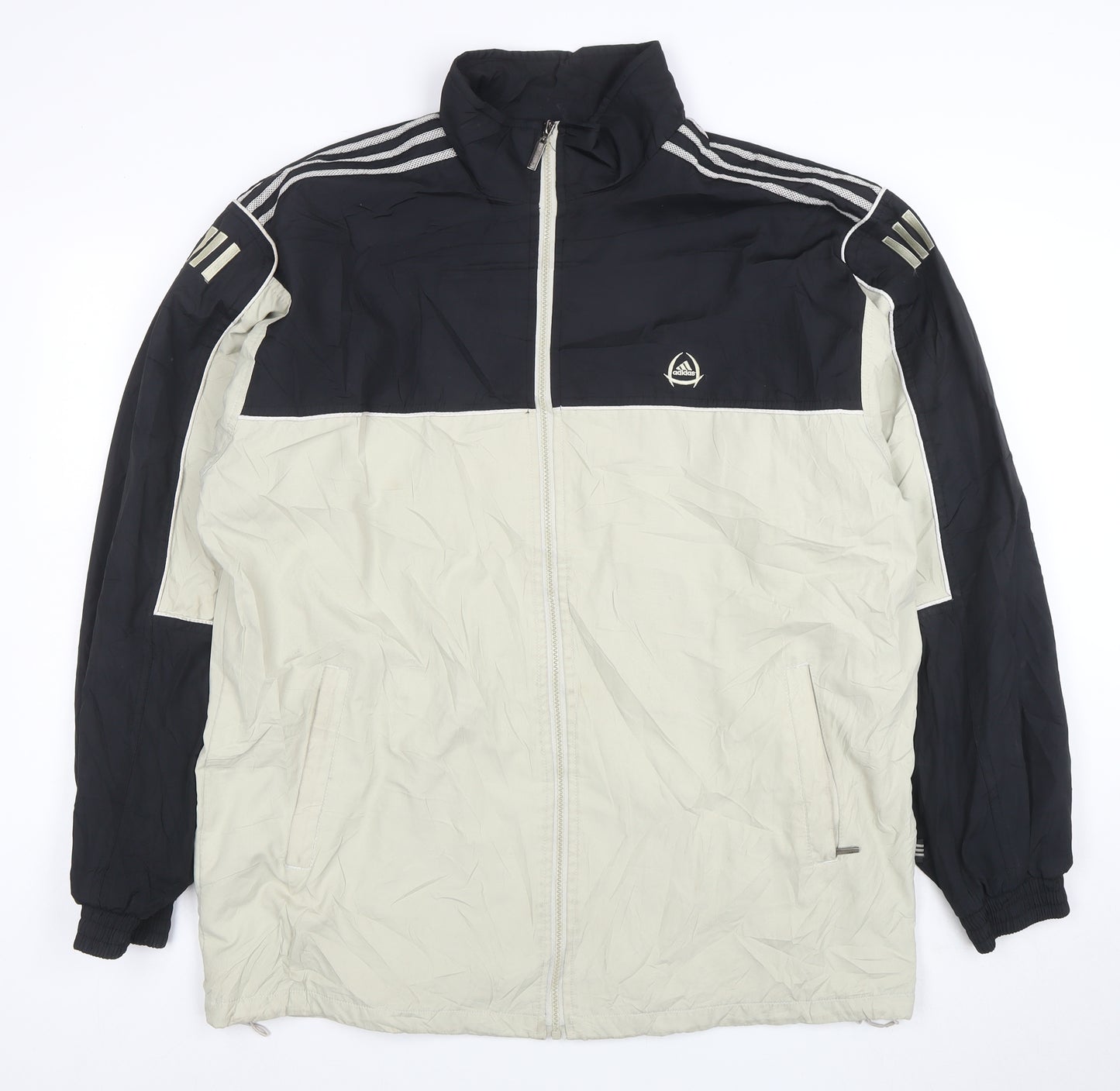 Adidas Men's Black Beige 2XL Retro Windbreaker Jacket