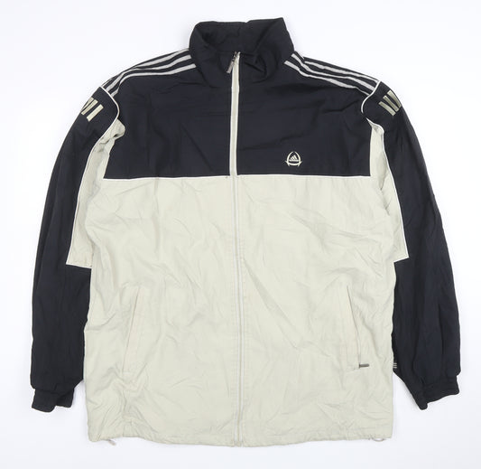 Adidas Men's Black Beige 2XL Retro Windbreaker Jacket