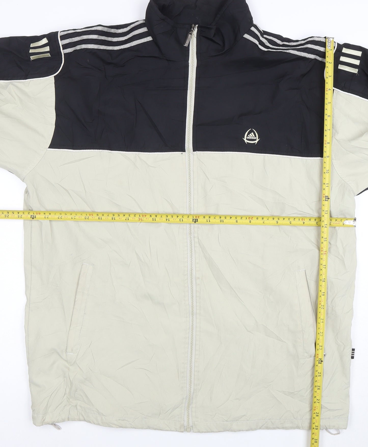 Adidas Men's Black Beige 2XL Retro Windbreaker Jacket