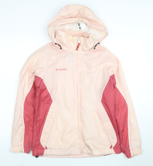 Columbia Womens Pink Mid-Length Hooded Water Resistant Jacket M