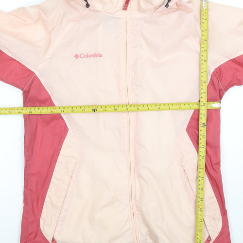 Columbia Womens Pink Mid-Length Hooded Water Resistant Jacket M