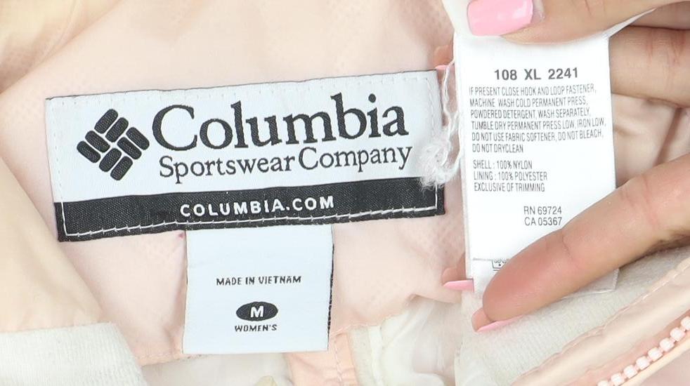 Columbia Womens Pink Mid-Length Hooded Water Resistant Jacket M
