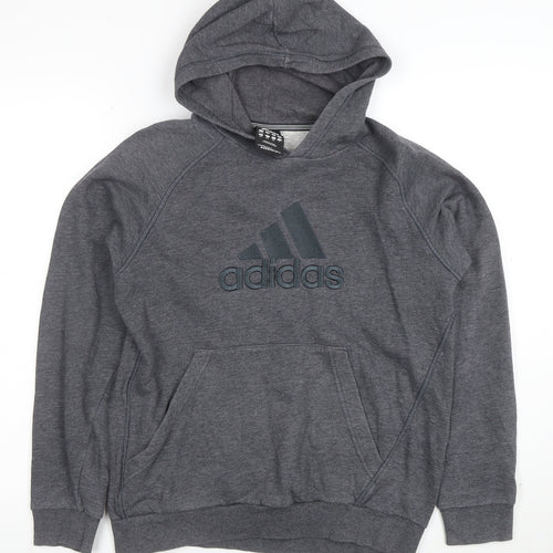 Adidas Boys Grey Pullover Hoodie 13-14 Years Performance Essentials