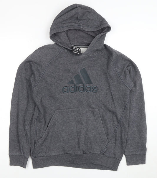 Adidas Boys Grey Pullover Hoodie 13-14 Years Performance Essentials