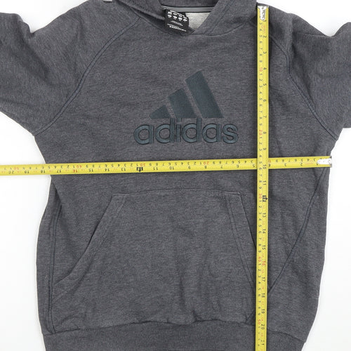 Adidas Boys Grey Pullover Hoodie 13-14 Years Performance Essentials