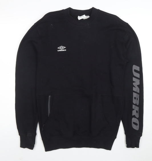 Umbro Men’s Black Small Logo Crew Neck Pullover Sweatshirt