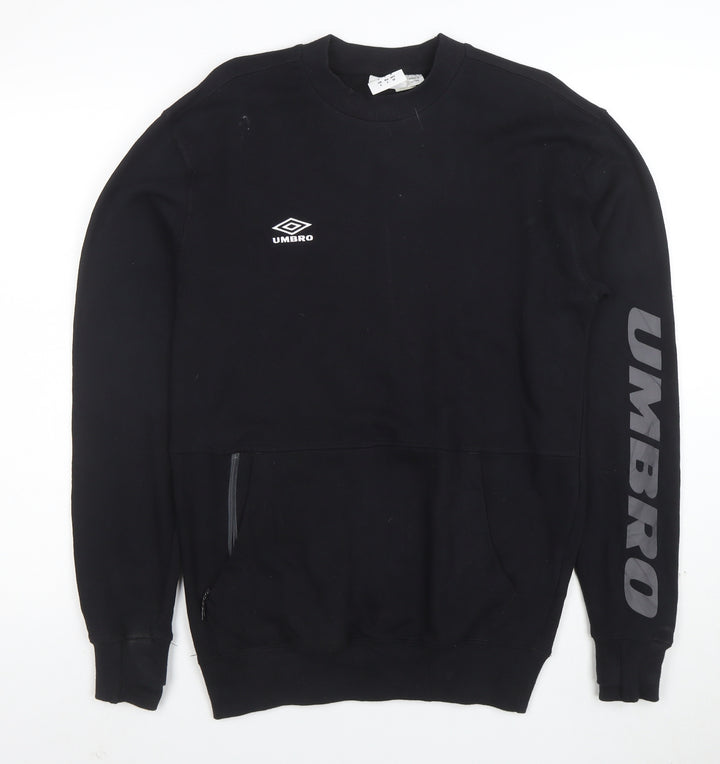 Umbro Men’s Black Small Logo Crew Neck Pullover Sweatshirt