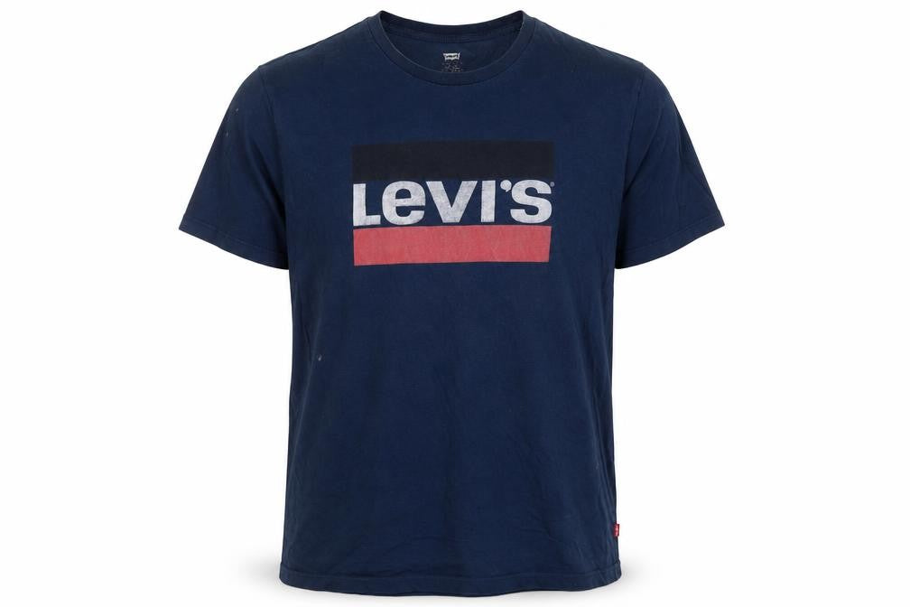 Front view of Levi's Men's Blue XL Logo Graphic Cotton T-Shirt