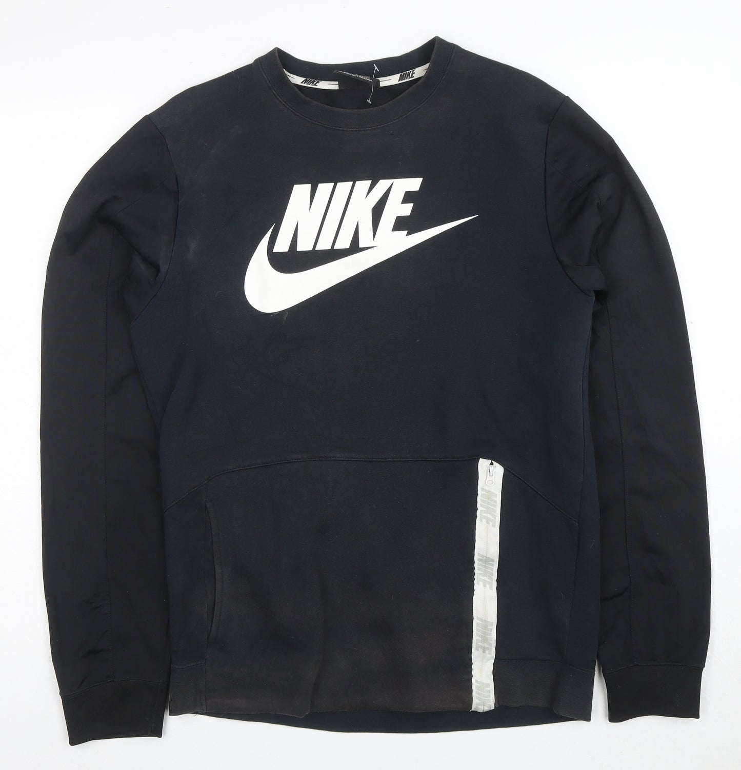 Nike Men's Black S Pullover Sweatshirt with Zip Pocket
