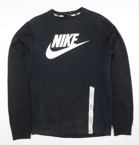 Nike Men's Black S Pullover Sweatshirt with Zip Pocket