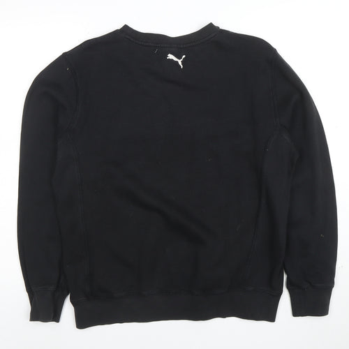Puma Mens Black Medium Sweatshirt Crew Neck Logo Front Pullover