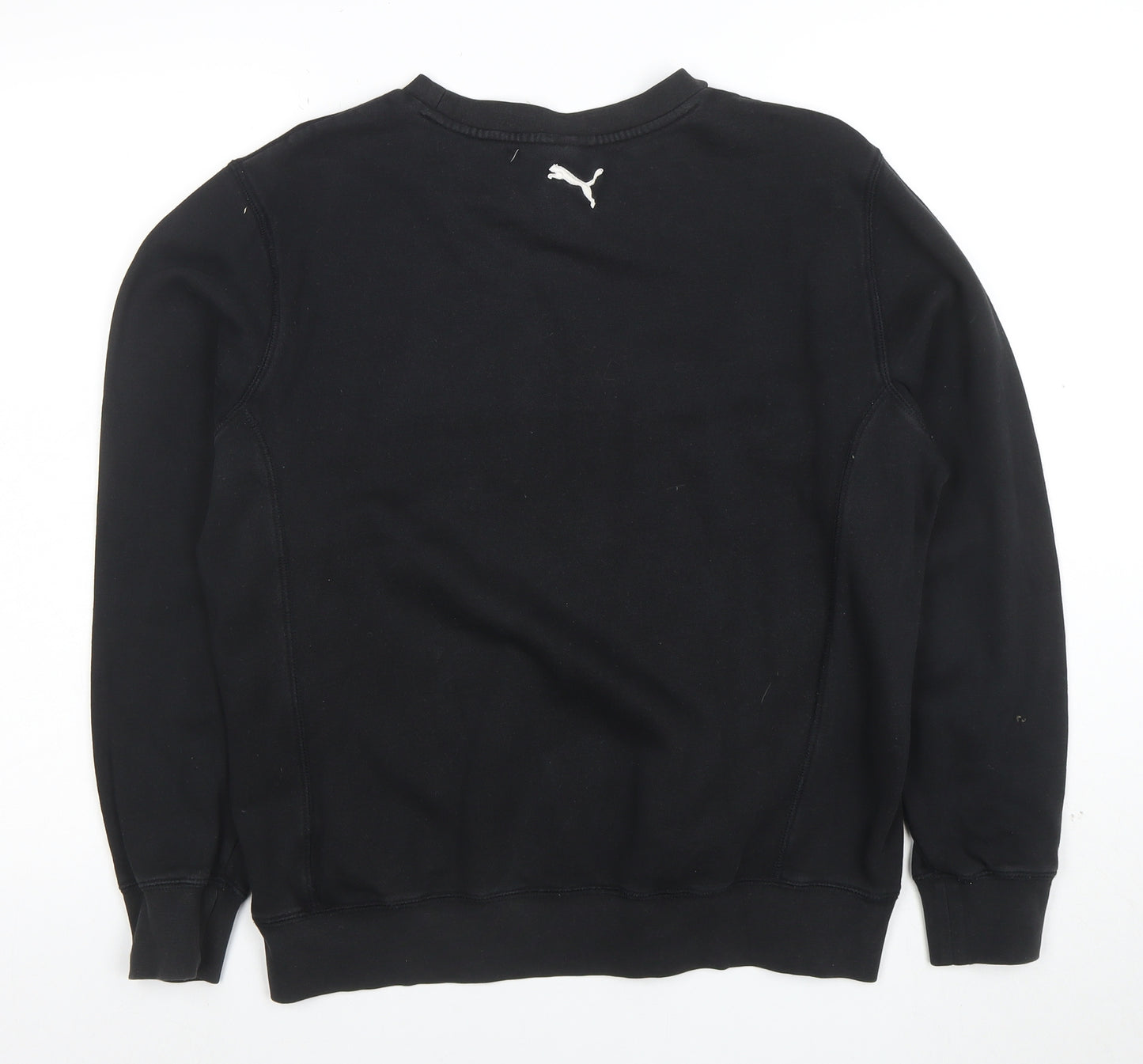 Puma Mens Black Medium Sweatshirt Crew Neck Logo Front Pullover
