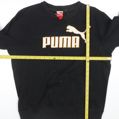 Puma Mens Black Medium Sweatshirt Crew Neck Logo Front Pullover