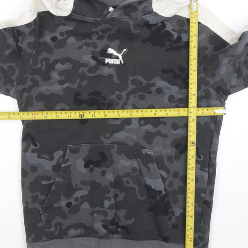 PUMA Boys Grey Camouflage Pullover Hoodie - Size 13-14 Years Cotton Blend