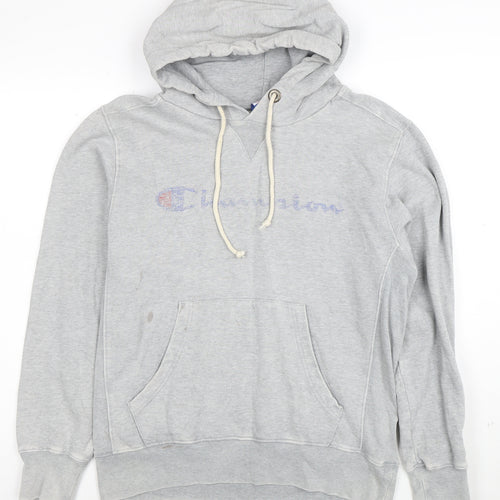 Champion Men's Grey Medium Pullover Hoodie with Logo