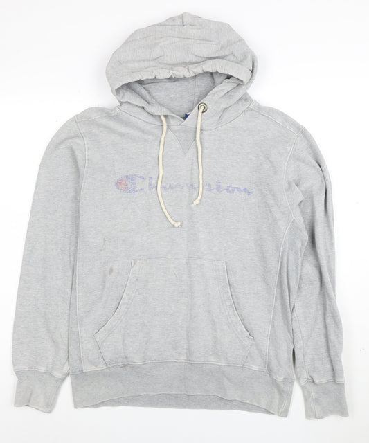 Champion Men's Grey Medium Pullover Hoodie with Logo