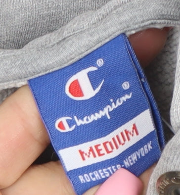 Champion Men's Grey Medium Pullover Hoodie with Logo