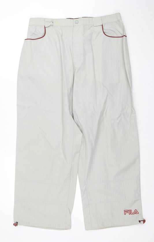 Fila Men Grey XL Lightweight Nylon Casual Trousers