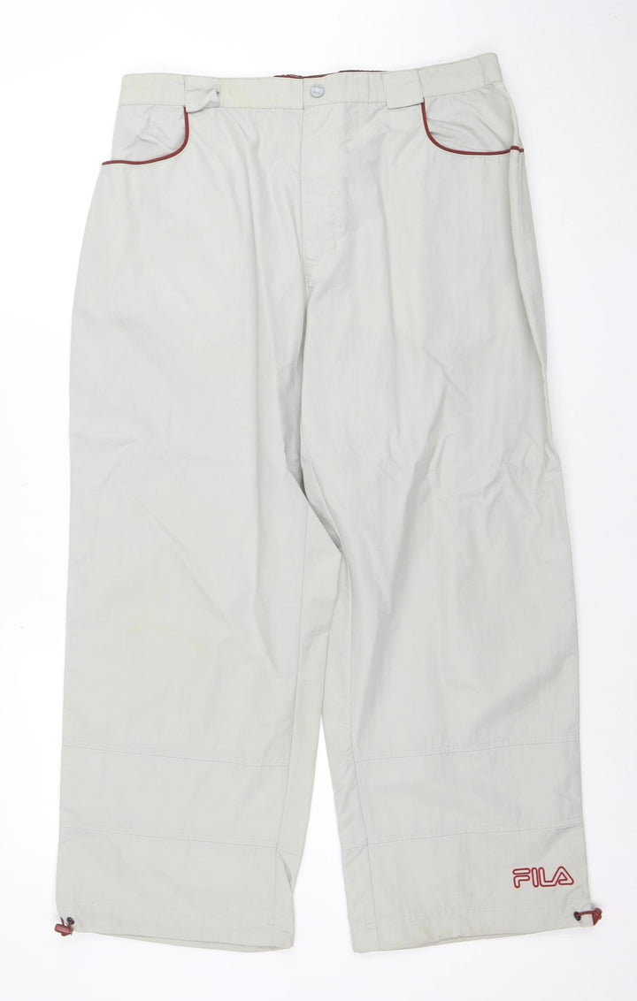 Fila Men Grey XL Lightweight Nylon Casual Trousers