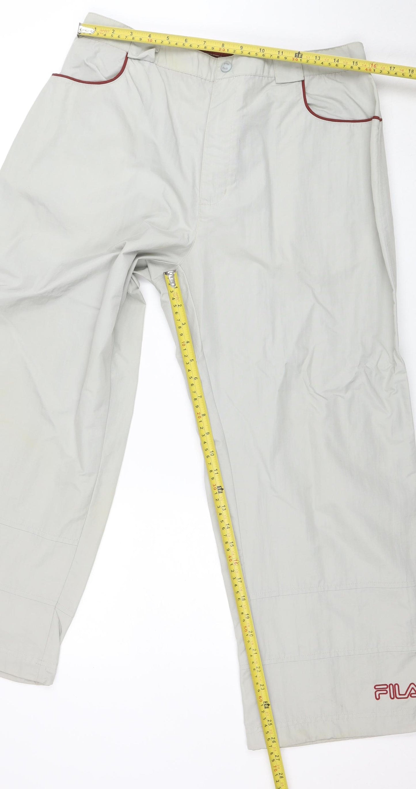 Fila Men Grey XL Lightweight Nylon Casual Trousers