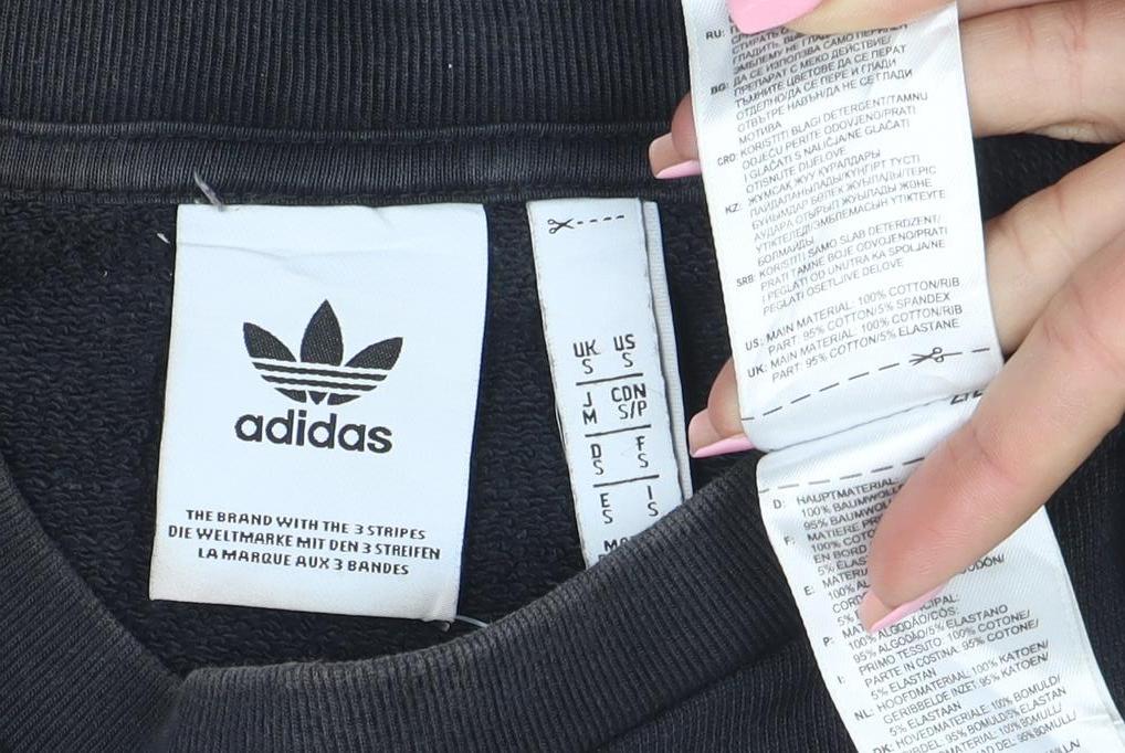 Adidas Mens Black Crew Neck Pullover Sweatshirt S
