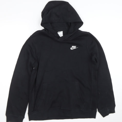 Nike Boys Black XL Pullover Hoodie Sweatshirt 158-170cm Cotton Blend