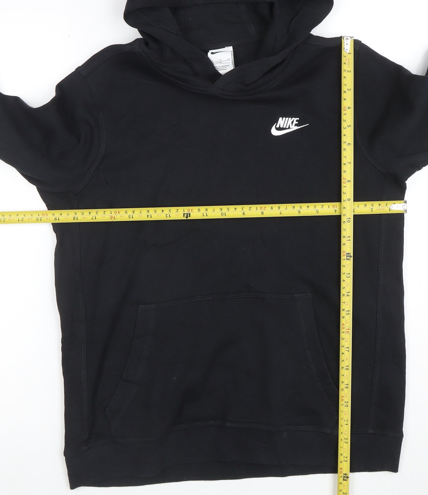 Nike Boys Black XL Pullover Hoodie Sweatshirt 158-170cm Cotton Blend