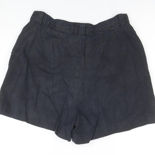 Lee Womens Black Cotton Chino Shorts Size 14 Pleated High Rise Casual