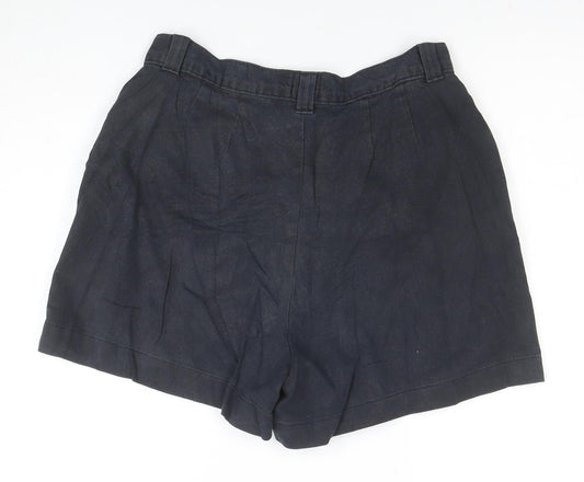 Lee Womens Black Cotton Chino Shorts Size 14 Pleated High Rise Casual